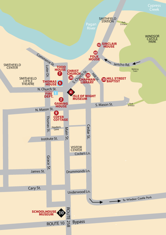 Isle of Wight County, Windsor and Smithfield Map